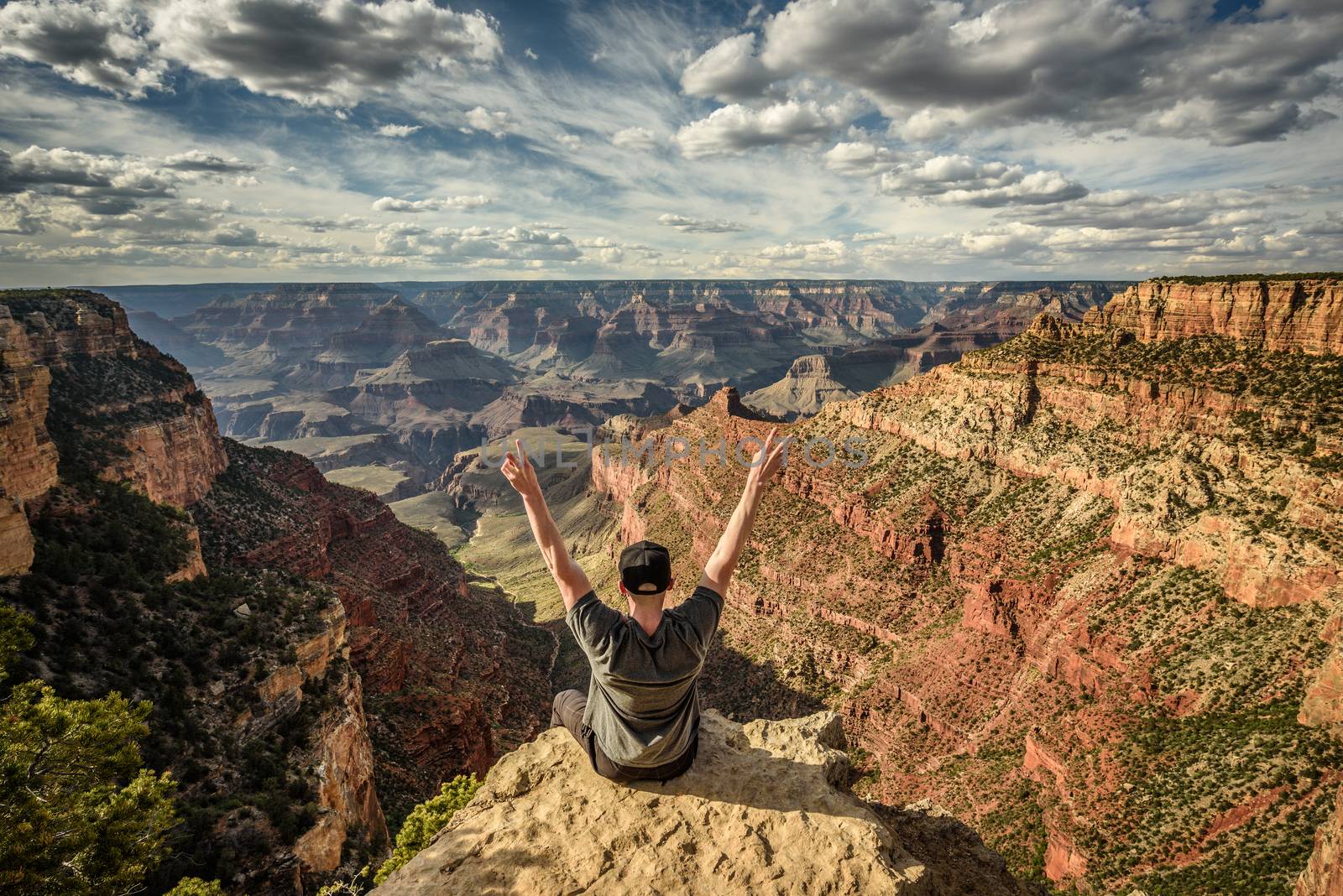 Grand Canyon and a happy hiker by nickfox