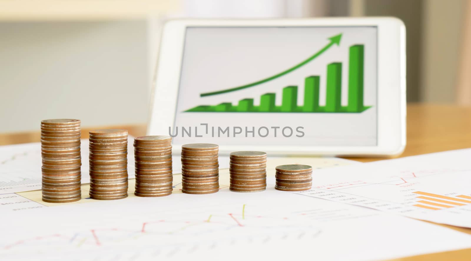 coint piles and chart background