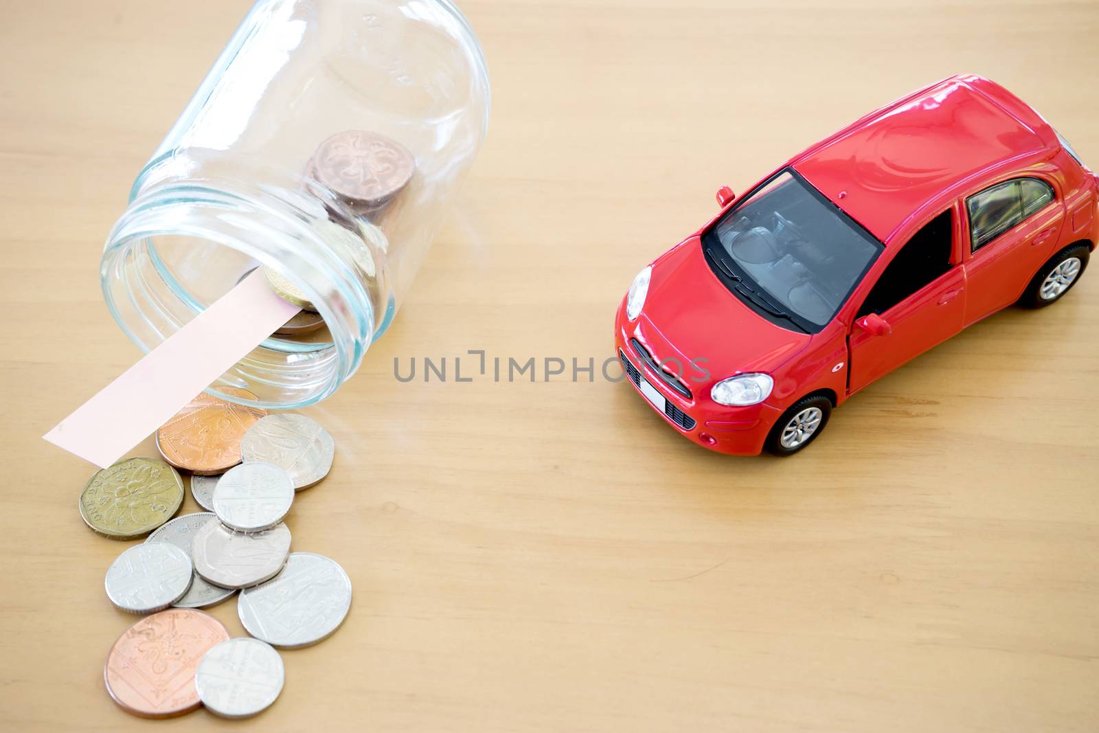 Money saving for Car in the glass bottle