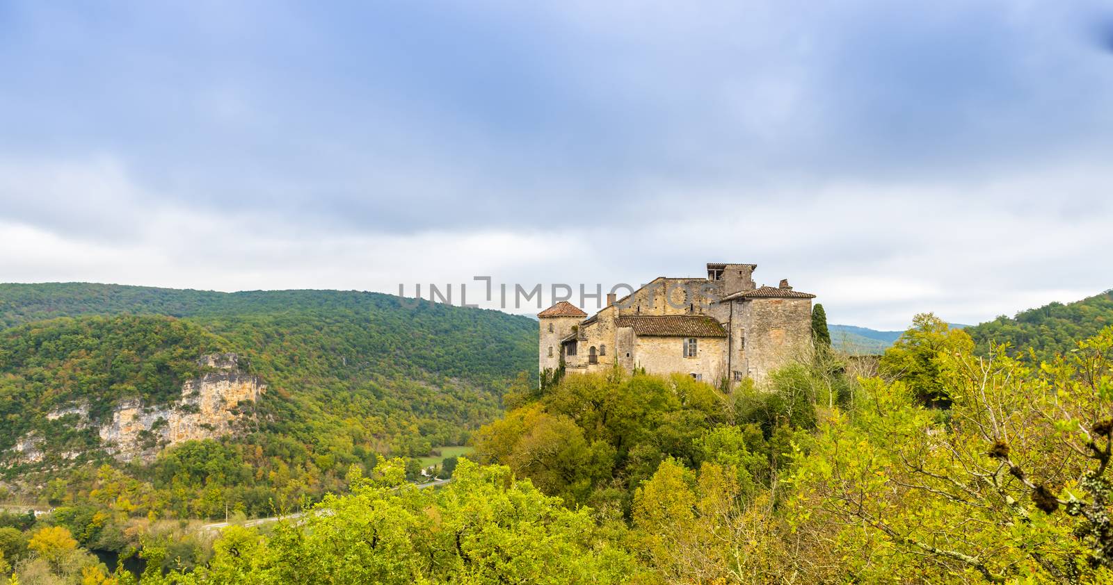 Magnificent medieval hilltop village in the department of Tarn-et-Garonne in the Occitanie region in the south of France is part of the list of the most beautiful French villages.