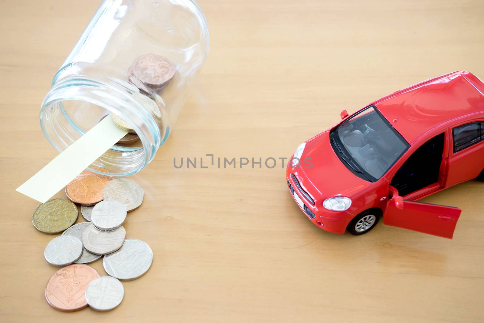 Money saving for Car in the glass bottle
