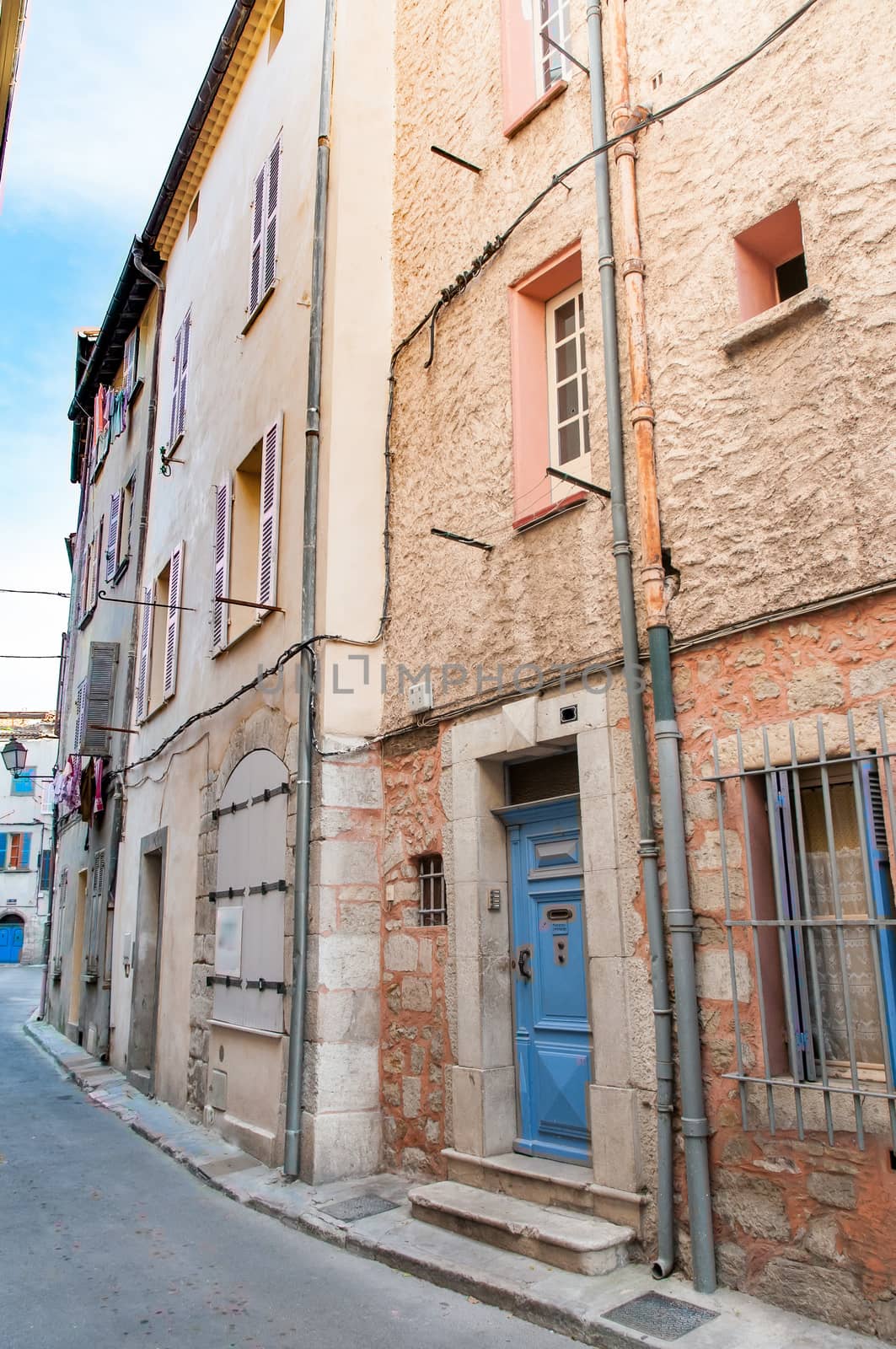 Brignoles, France - October 09, 2009: View of a little narrow street in the town of Brignoles in Provence, south of France