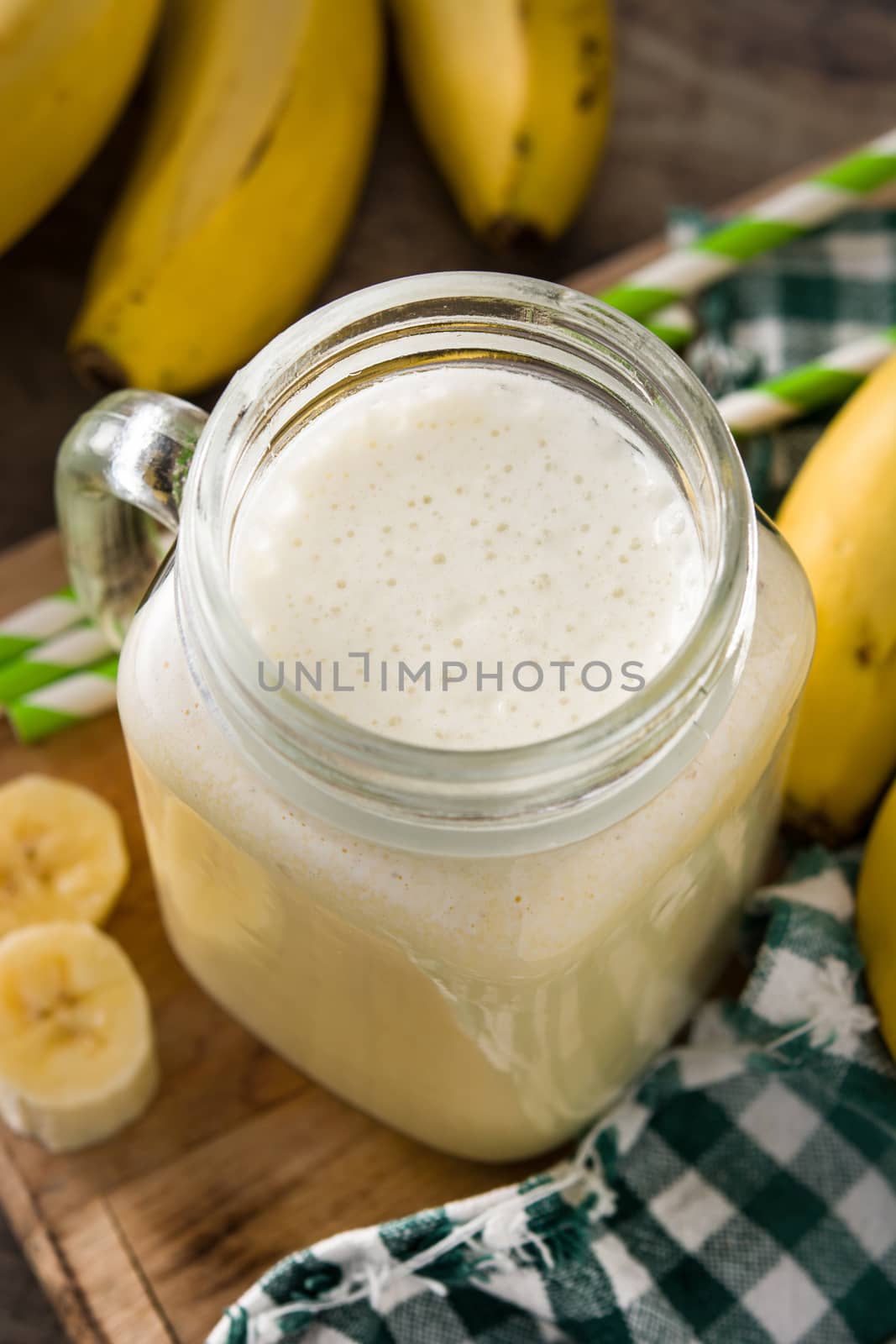 Banana smoothie in jar by chandlervid85