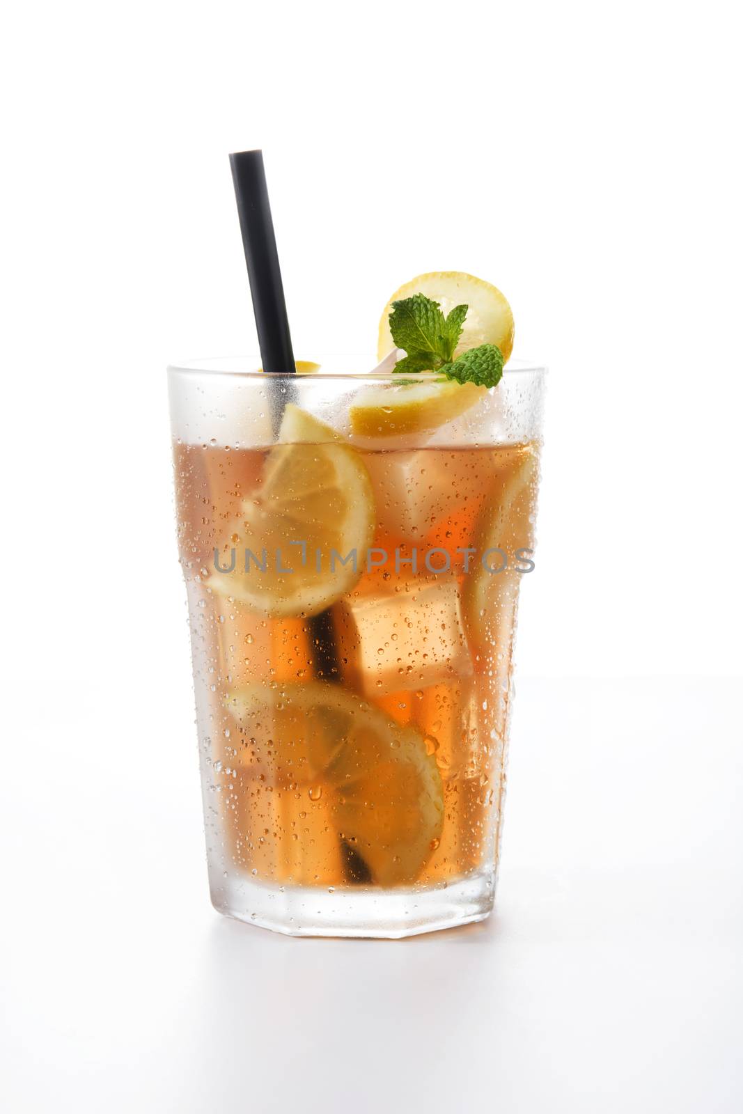 Iced tea drink isolated on white background