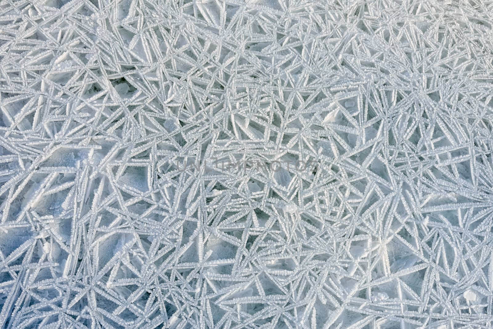 Frozen ice texture on the Dnieper river in Kiev, Ukraine, during winter