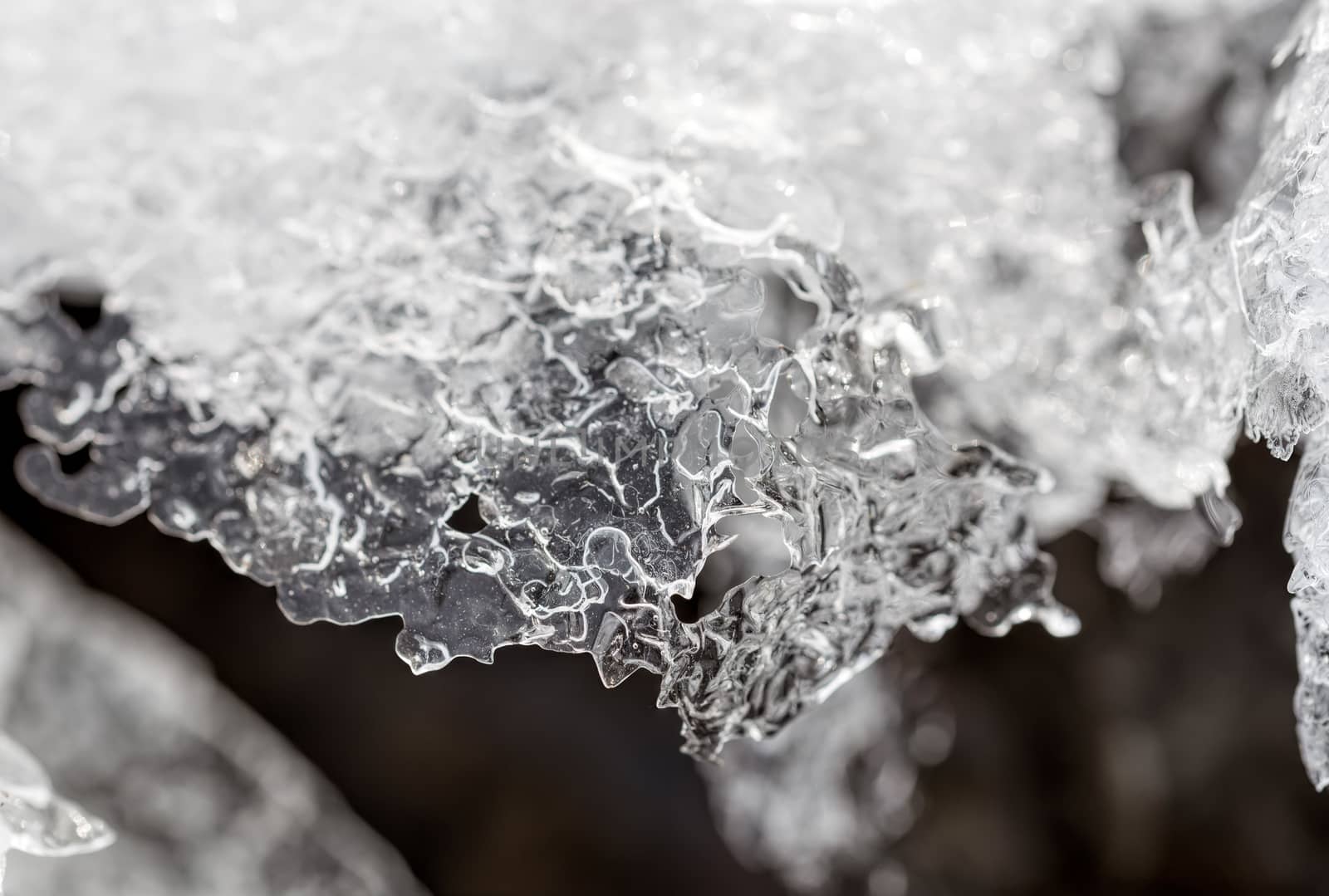 Abstract macro of frozen water