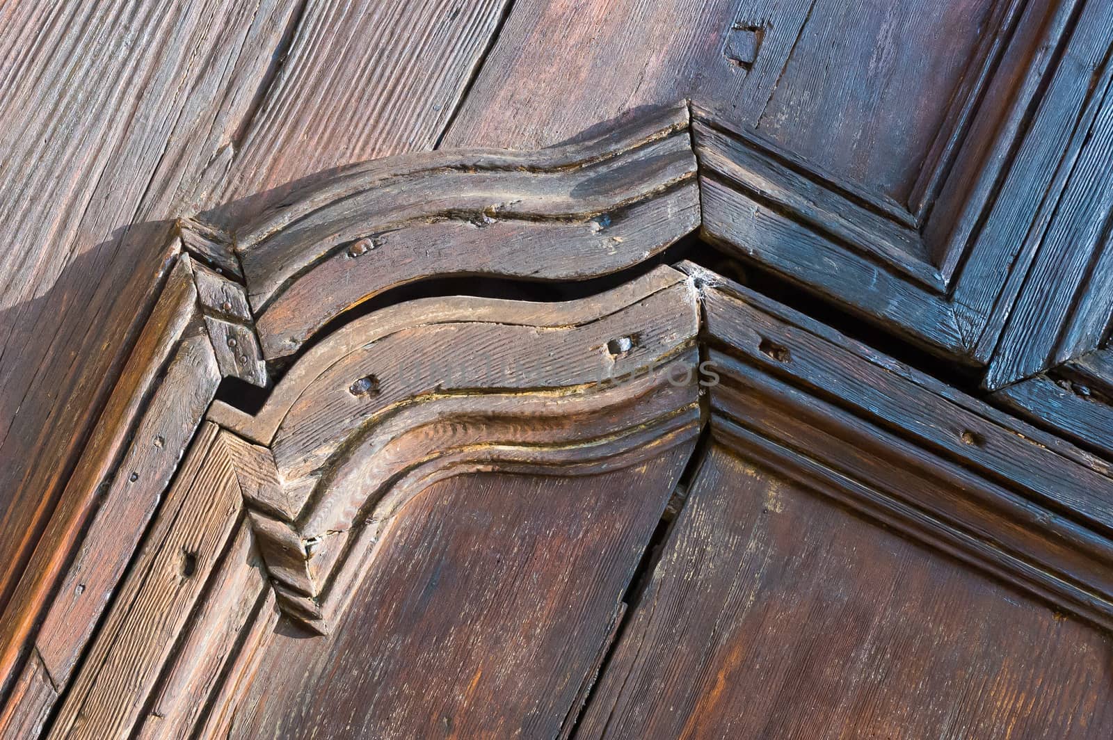 A detail of an old wooden door