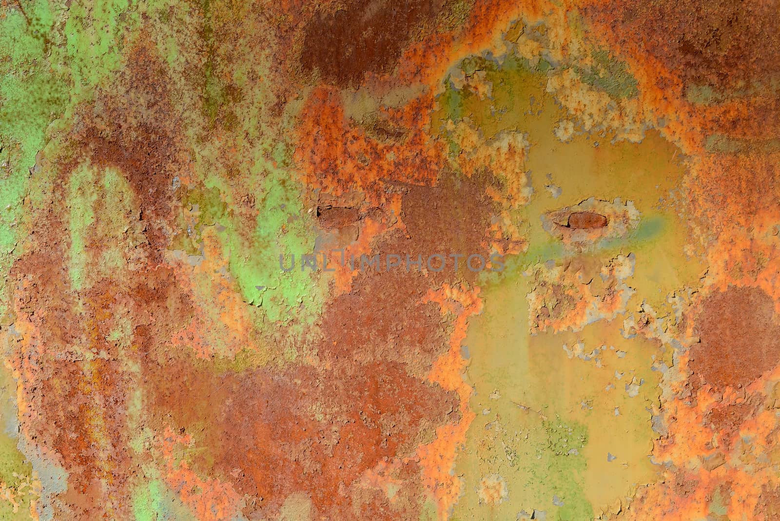 Warm texture of old messy colored rust metal