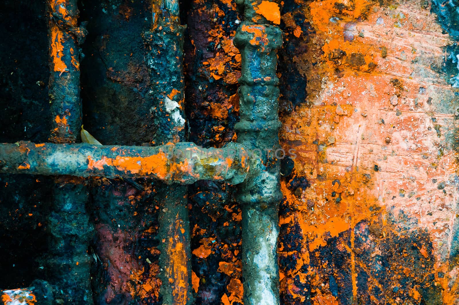 Texture of colored rust metal plate