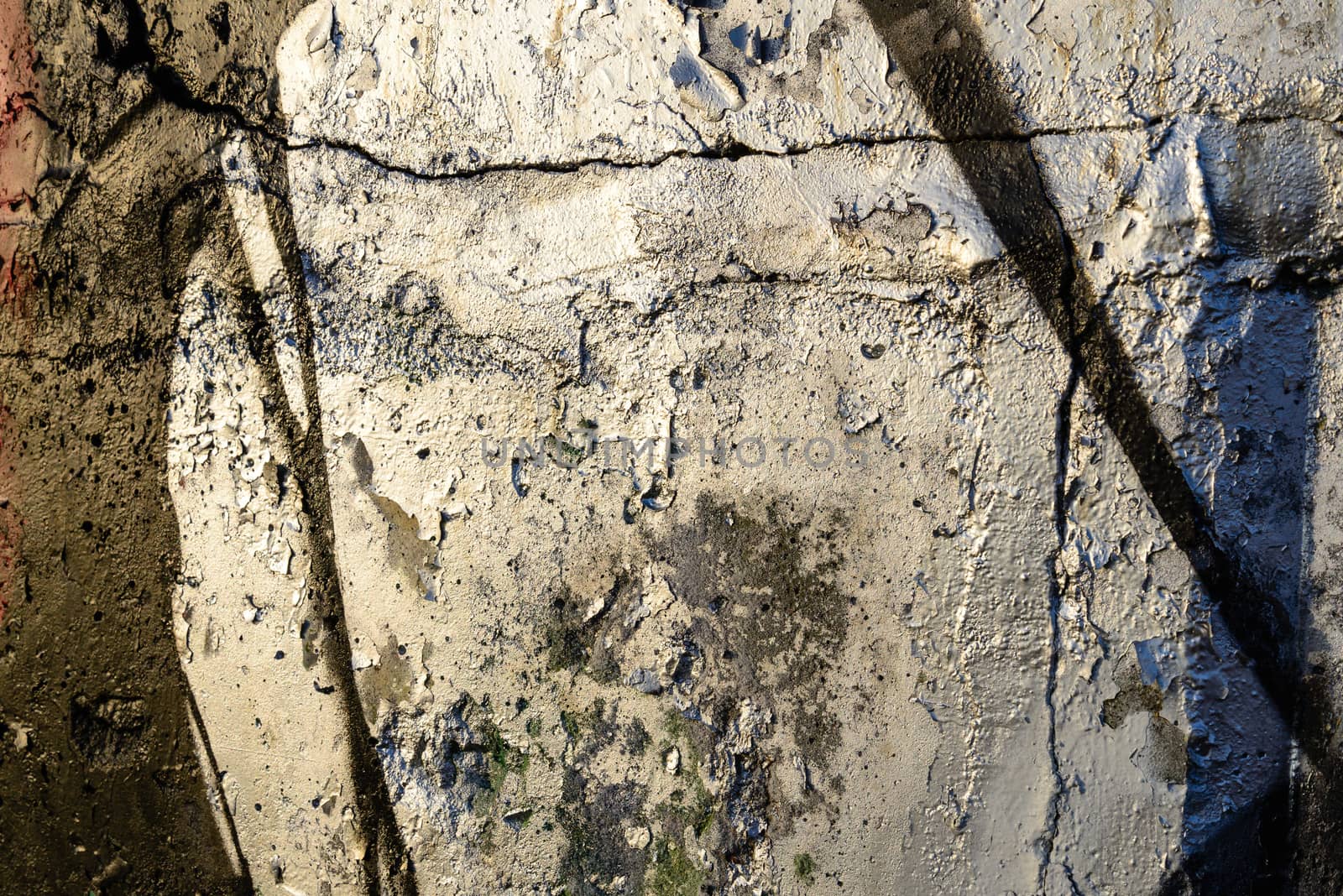 Wall with Silver Paint Texture with yellow and blue reflection and shadows