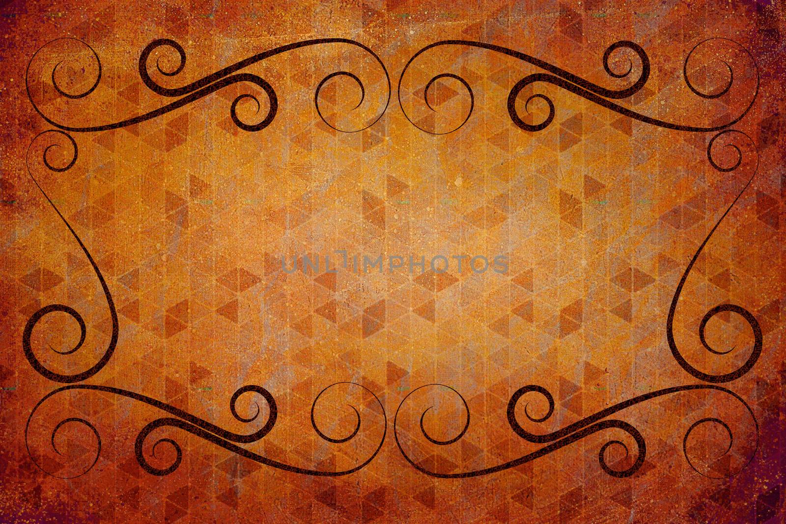 An antique decorative frame with a background with texture. Colors yellow, orange and brown