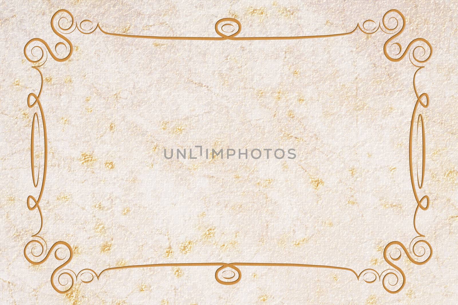 An antique decorative frame with a background with texture. Yellow, white and brown colors