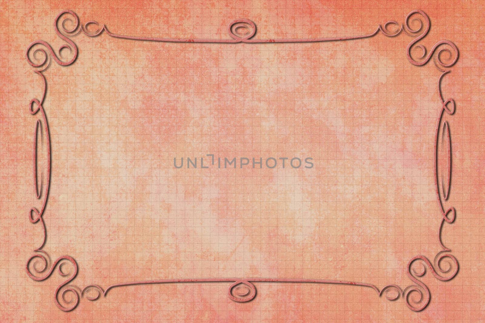 An antique decorative frame with a background with texture. Pink, orange and brown colors
