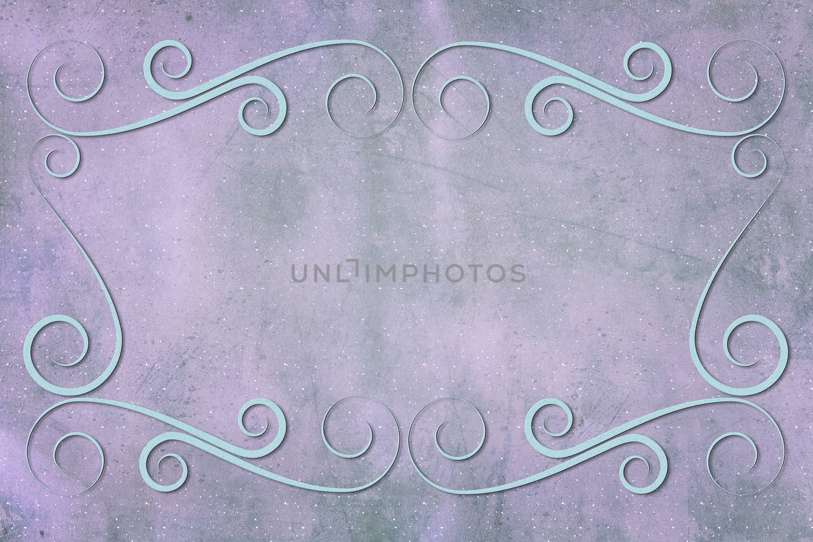 An antique decorative frame with a background with texture. Colors mauve, blue, green and pink