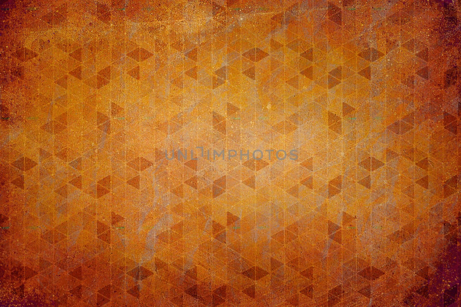 Abstract sixties decoration background texture with a triangles pattern. Colors rust, orange and yellow