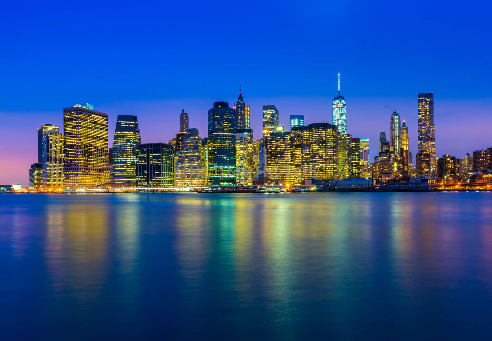 Manhattan skyline at night. New York city - NY, USA.