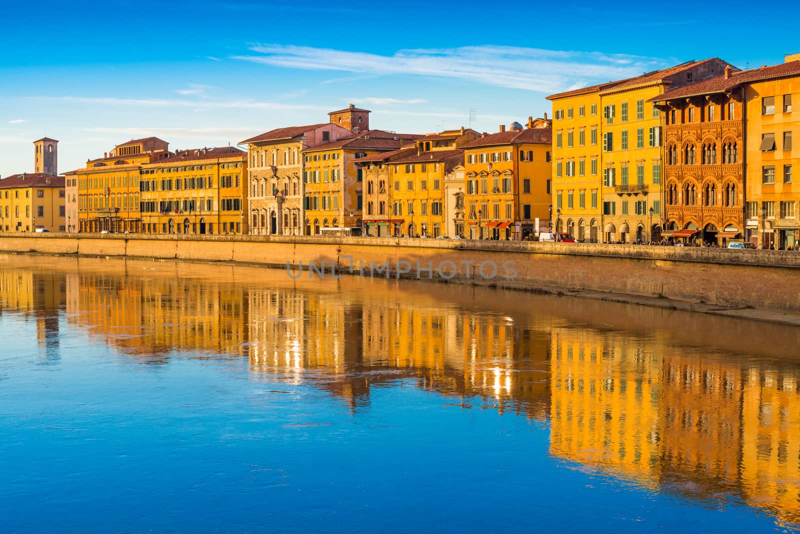 Cityscape of the famous Italian city of Pisa, Tuscany, Italy