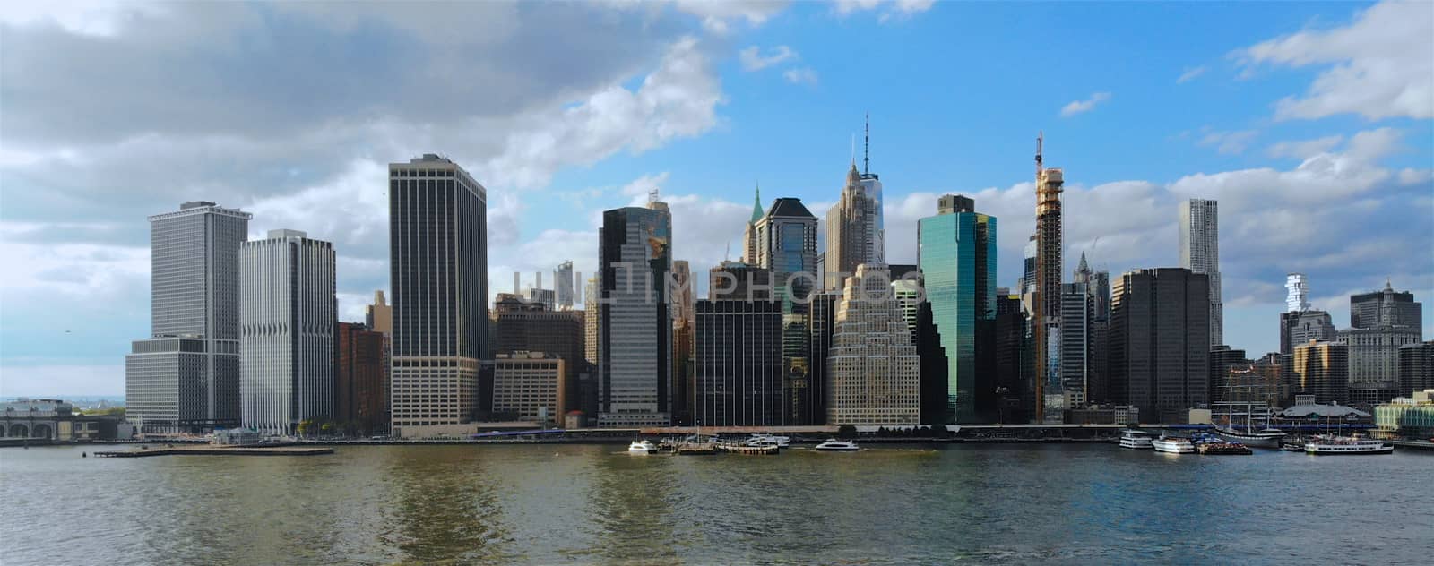 Manhattan Skyline, New York, USA. Panoramic skyline with skyscrapers and financial district and Hudson river, New York, USA. Feb 13th, 2020