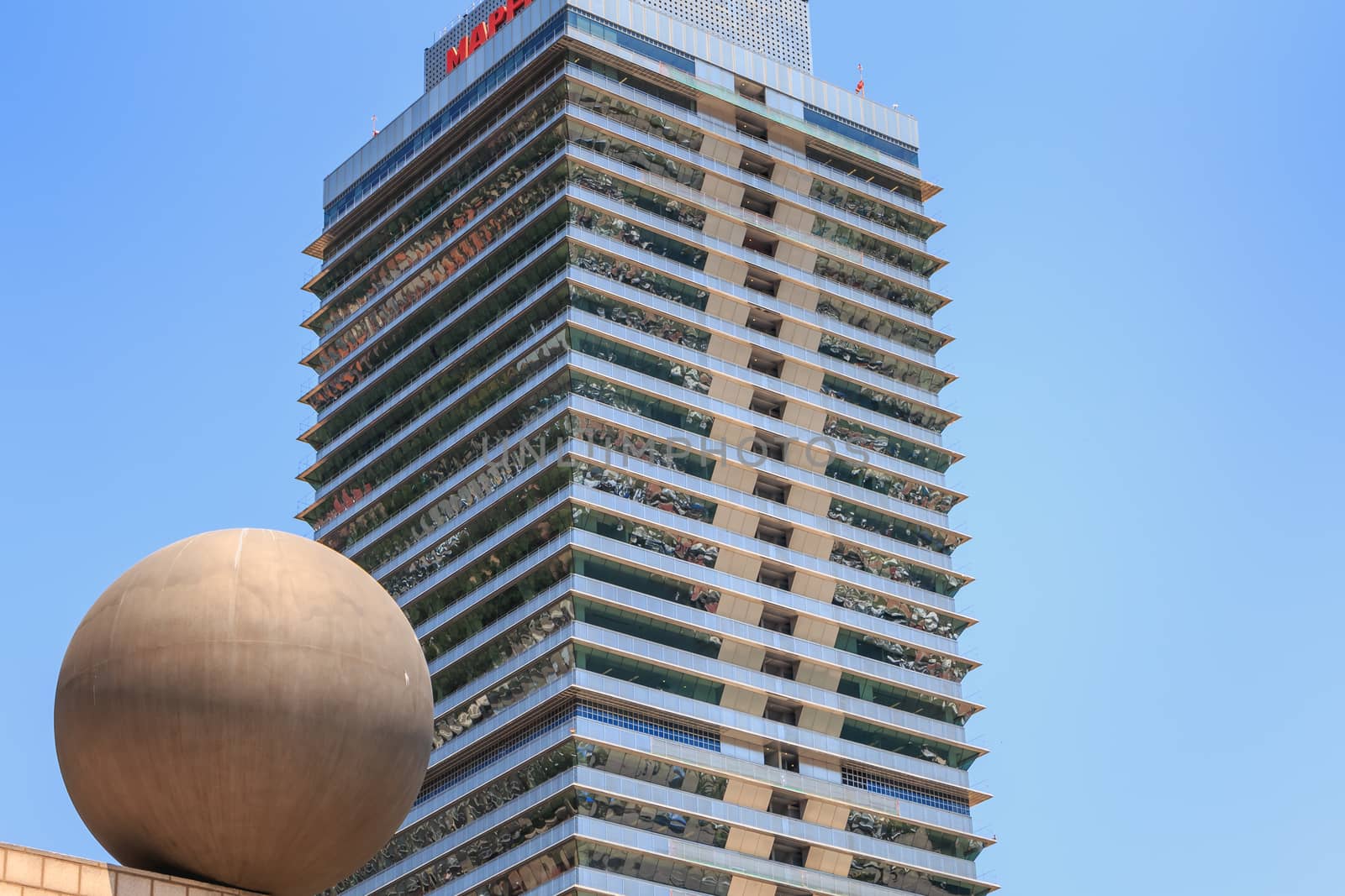 architectural detail of the MAPFRE tower during the summer by AtlanticEUROSTOXX