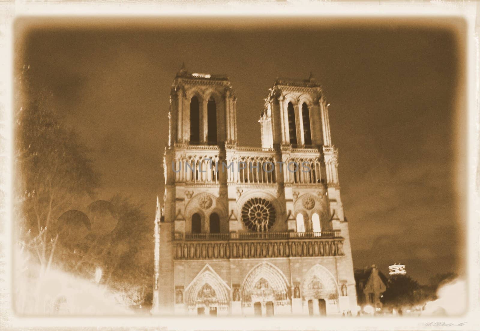 Cathedral of Notre Dame de Paris by night