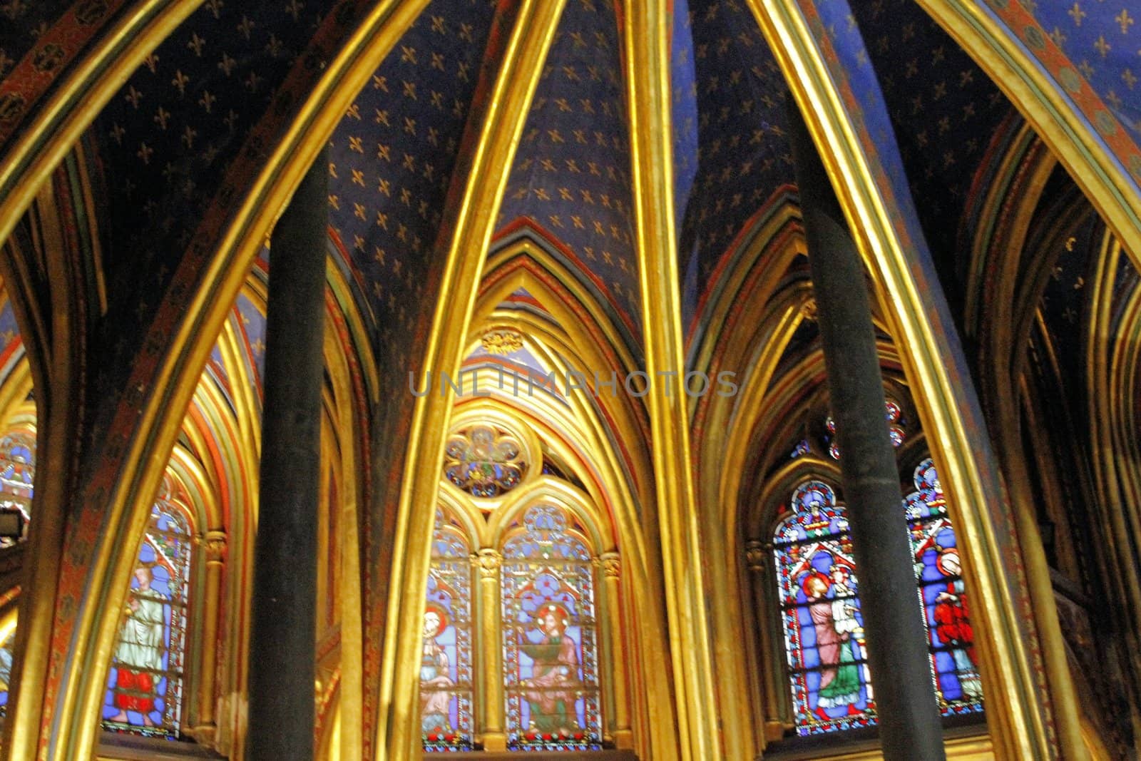 The Sainte Chapelle (Holy Chapel) in Paris, France. The Sainte Chapelle is a royal medieval Gothic chapel in Paris and one of the most famous monuments of the city