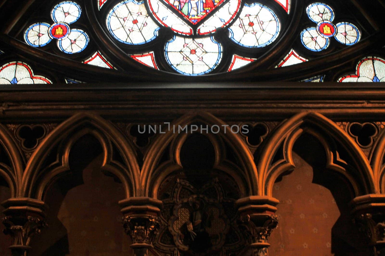 The Sainte Chapelle (Holy Chapel) in Paris, France. The Sainte Chapelle is a royal medieval Gothic chapel in Paris and one of the most famous monuments of the city