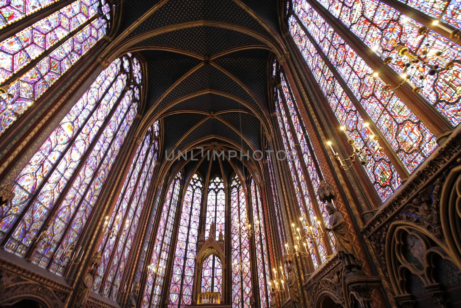 The Sainte Chapelle (Holy Chapel) in Paris, France. The Sainte Chapelle is a royal medieval Gothic chapel in Paris and one of the most famous monuments of the city