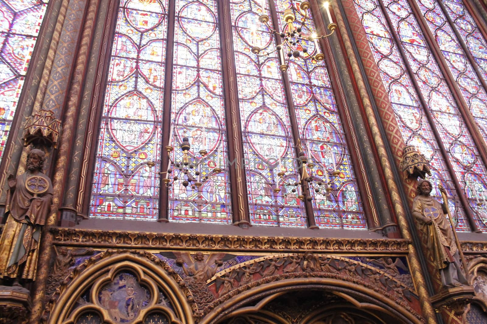 The Sainte Chapelle (Holy Chapel) in Paris, France. The Sainte Chapelle is a royal medieval Gothic chapel in Paris and one of the most famous monuments of the city