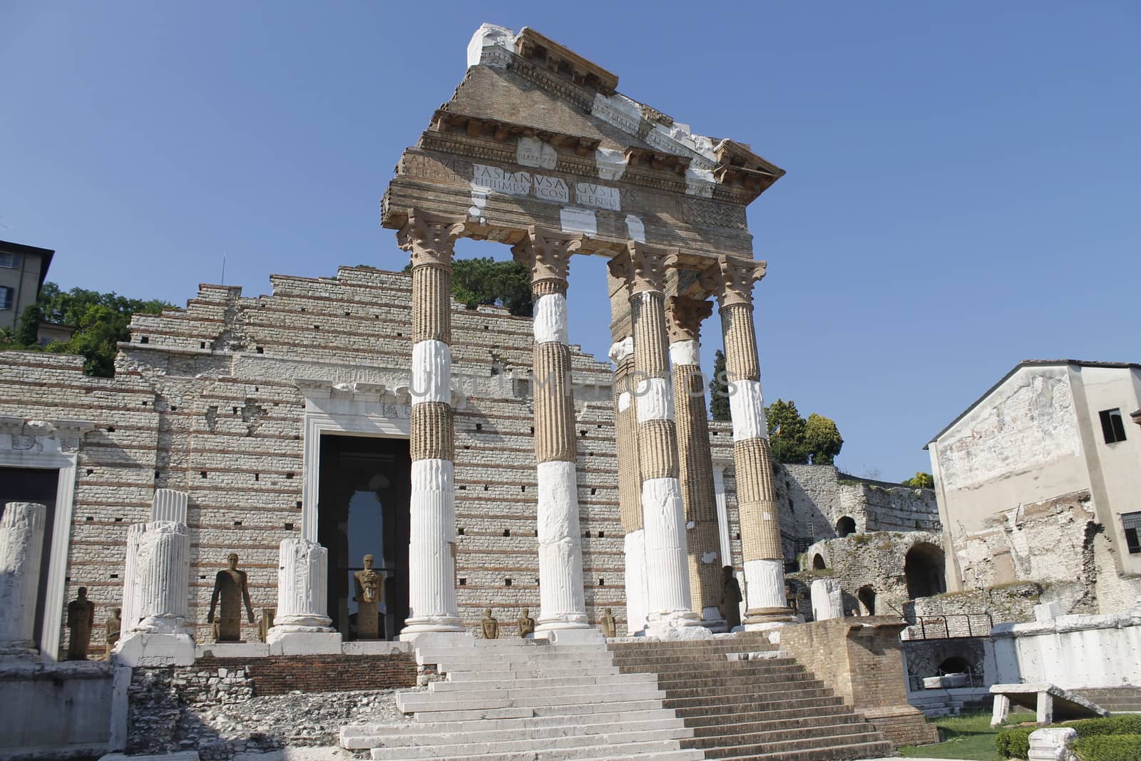 The Capitolium in the Roman forum is located in the centre of Brescia city in north Italy