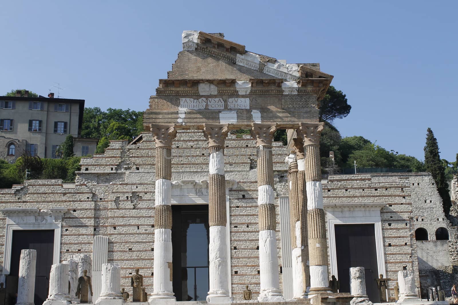 The Capitolium in the Roman forum is located in the centre of Brescia city in north Italy