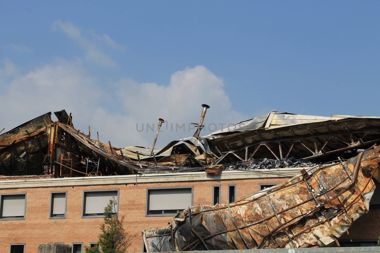 abandoned industrial building hit by fire by marcobir