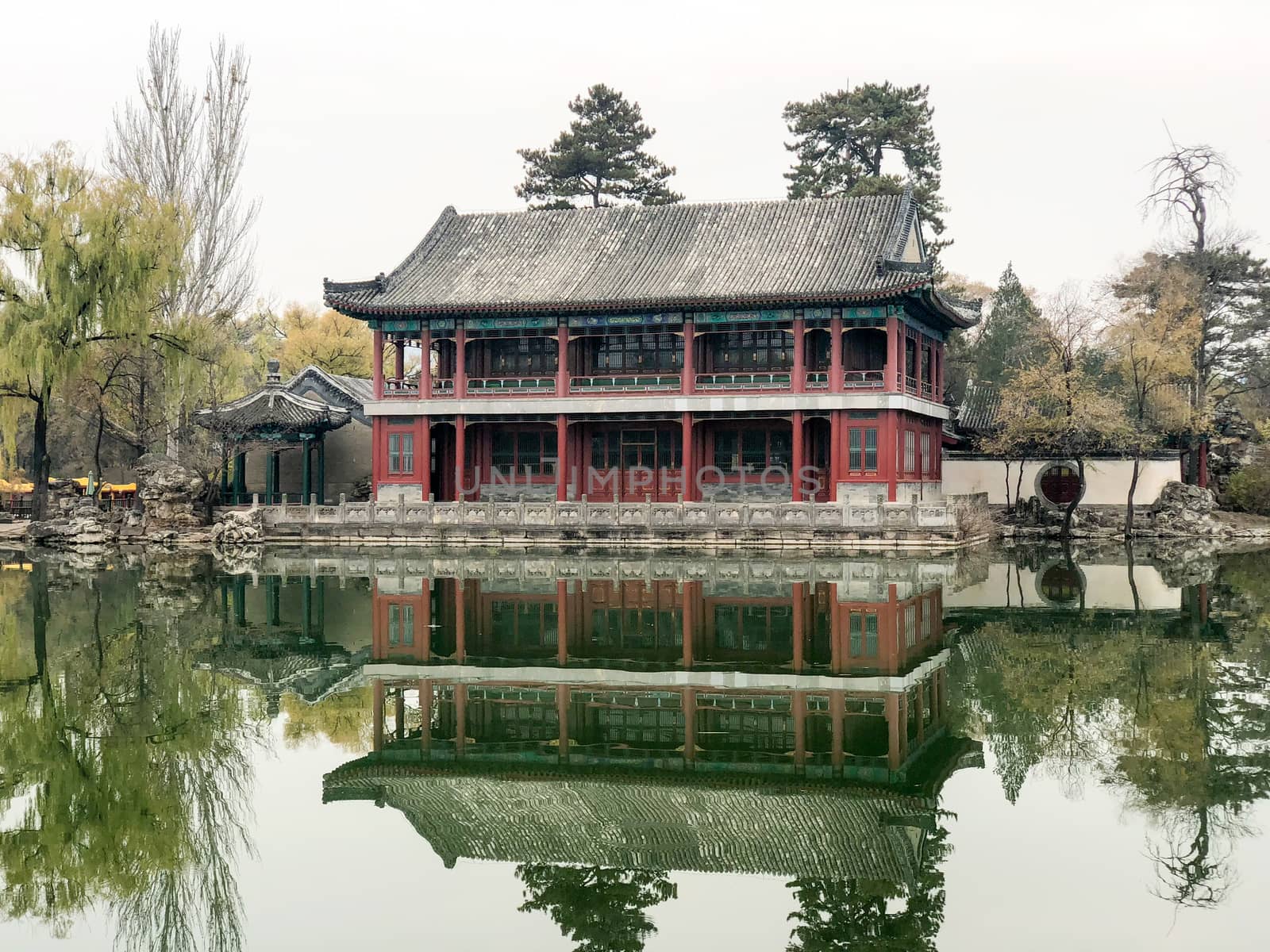 Little pavilions next the lake inside the Imperial Summer Palace of The Mountain Resort in Chengde. by Bonandbon