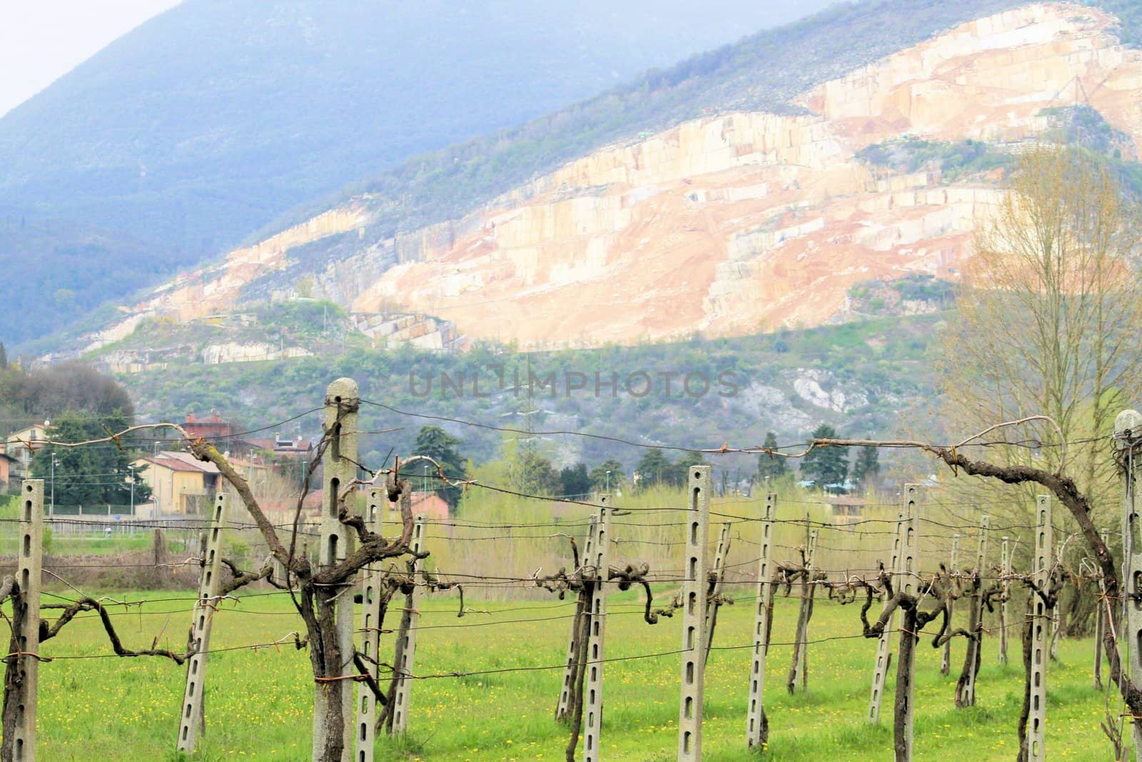 mountains with marble quarries in Botticino in northern Italy