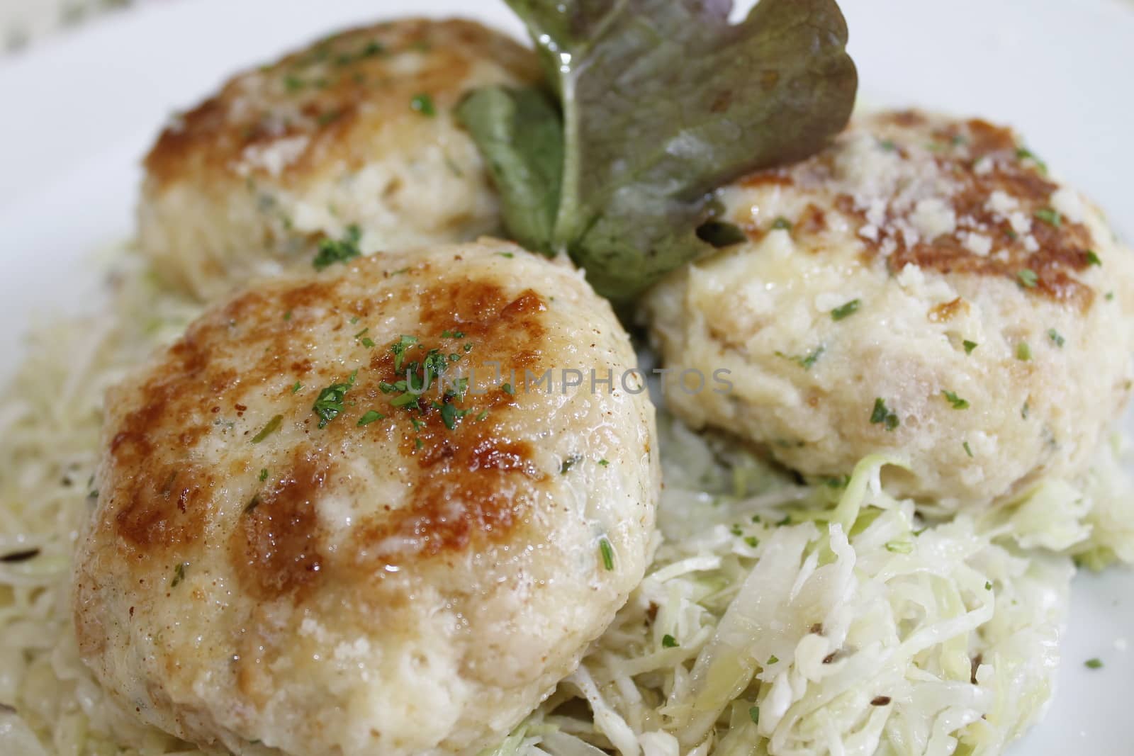 Tyrolean traditional dish, knodel or canederli with parsley