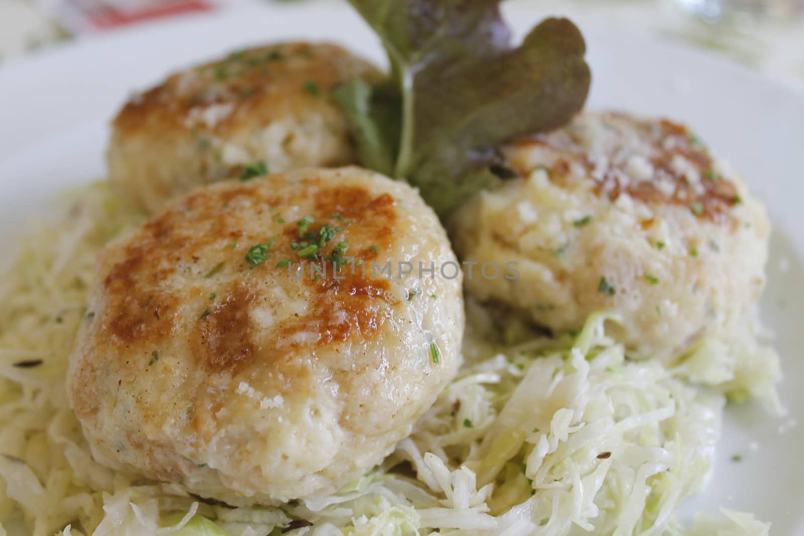 Tyrolean traditional dish, knodel or canederli with parsley