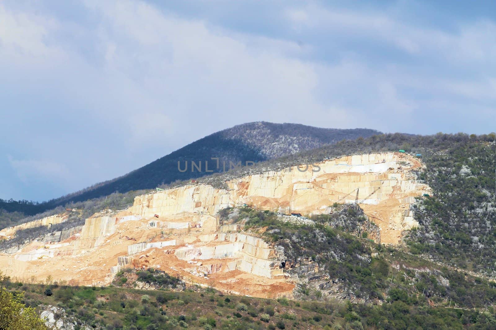 mountains with marble quarries in Botticino in northern Italy