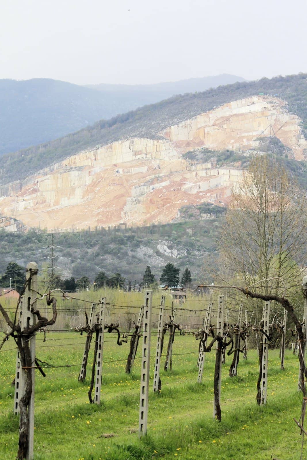 mountains with marble quarries in Botticino in northern Italy