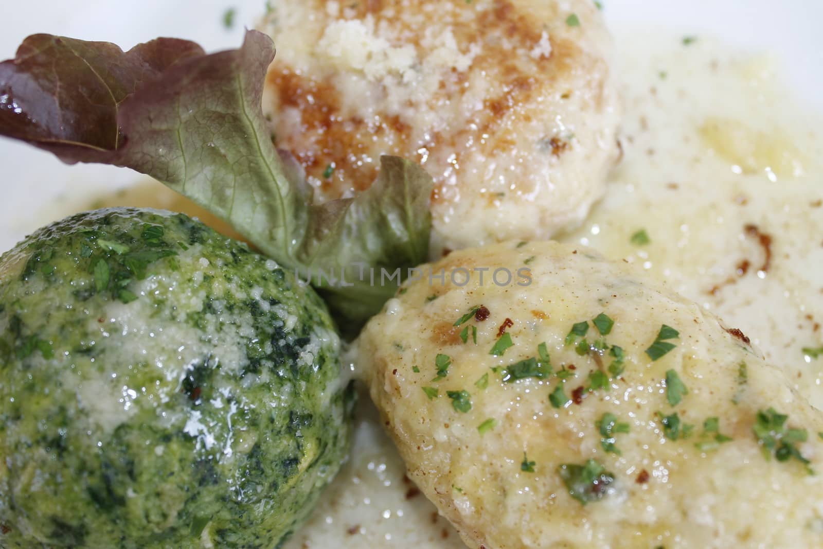 Tyrolean traditional dish, knodel or canederli with parsley