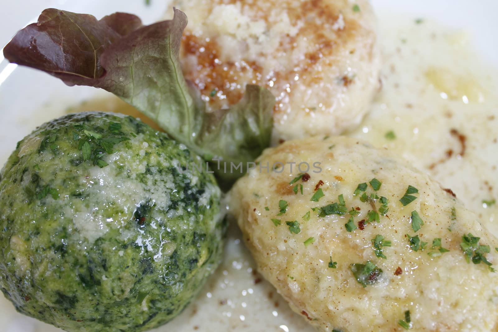 Tyrolean traditional dish, knodel or canederli with parsley