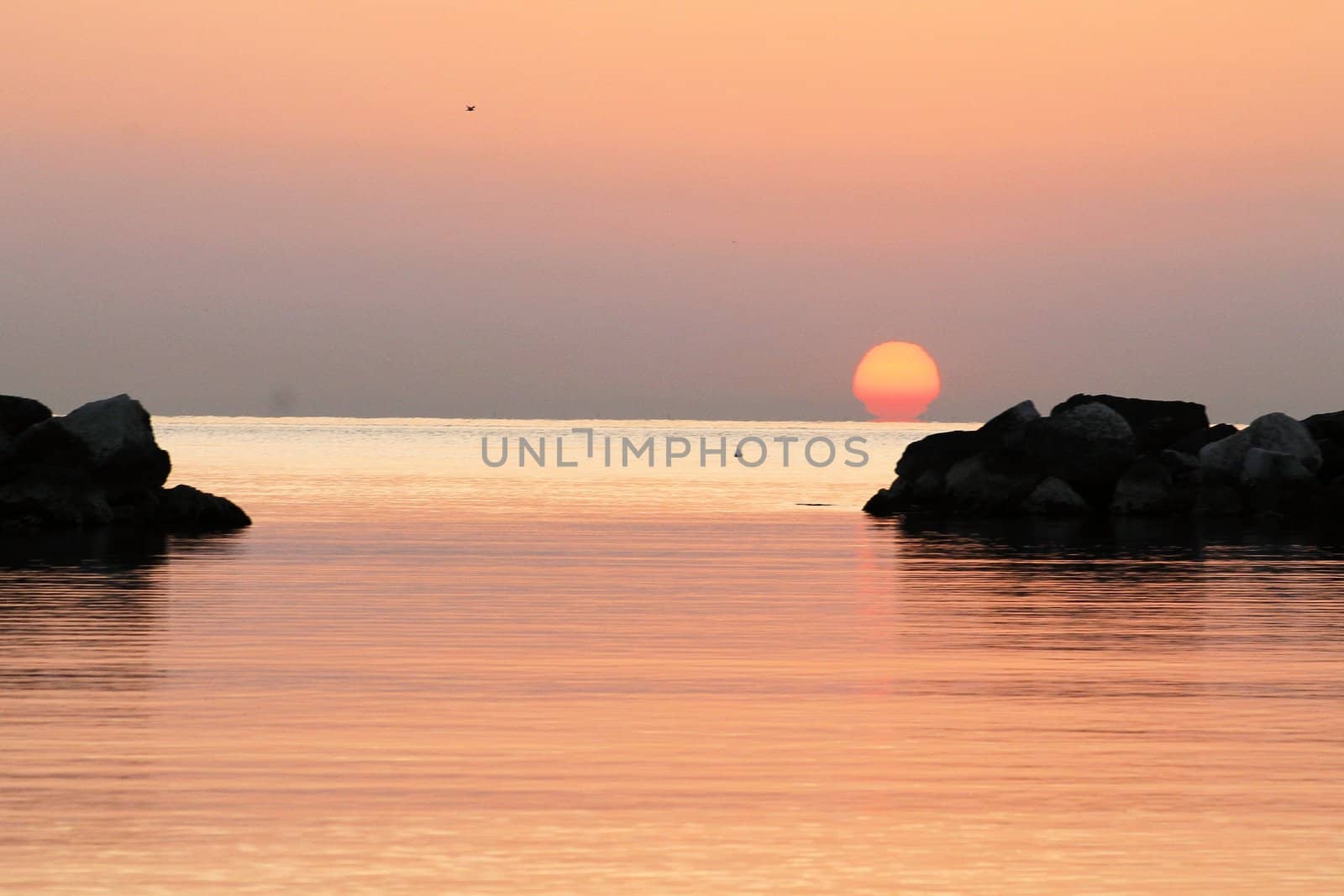 sunrise on the beach of the Adriatic sea in Italy