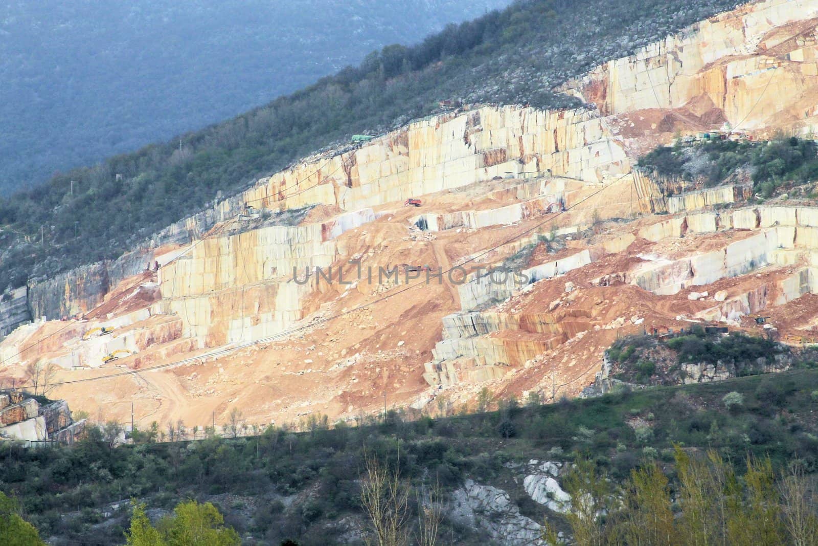 mountains with marble quarries in Botticino in northern Italy