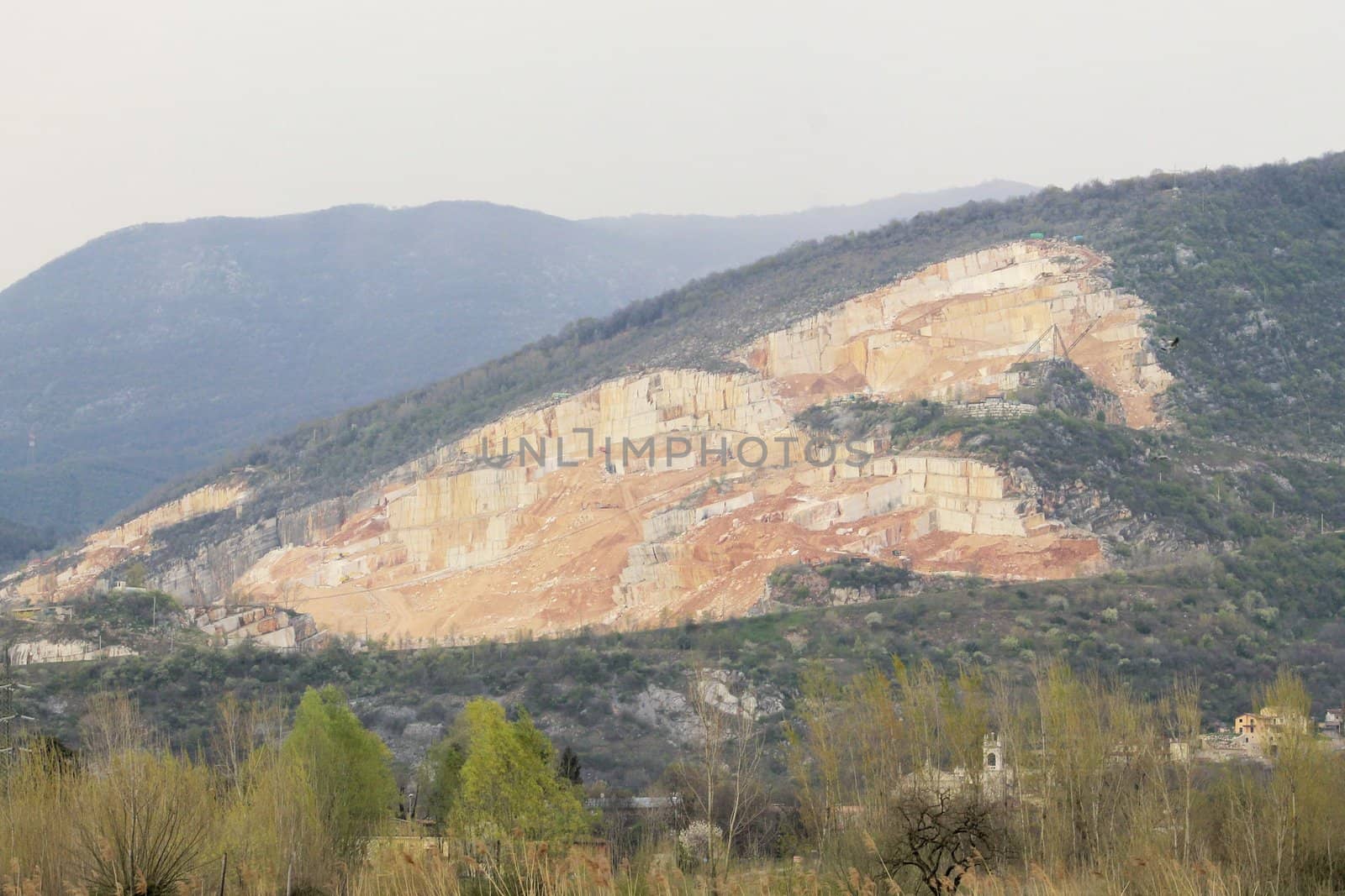 mountains with marble quarries in Botticino in northern Italy