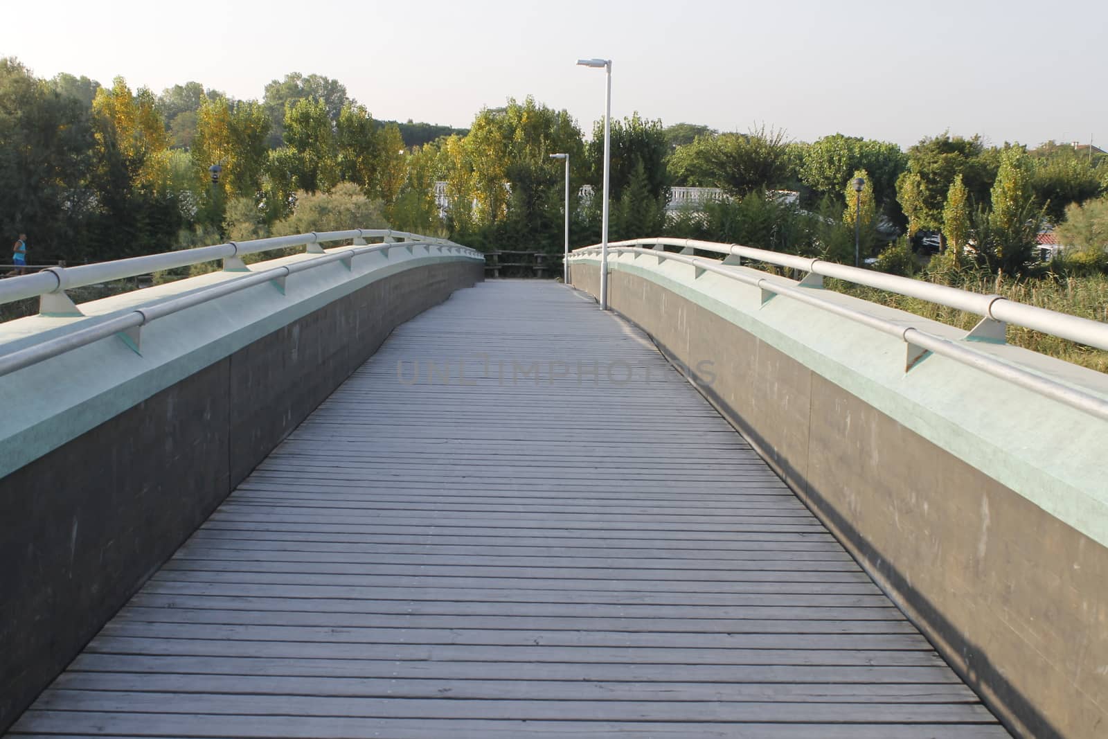 central view of a wooden bridge