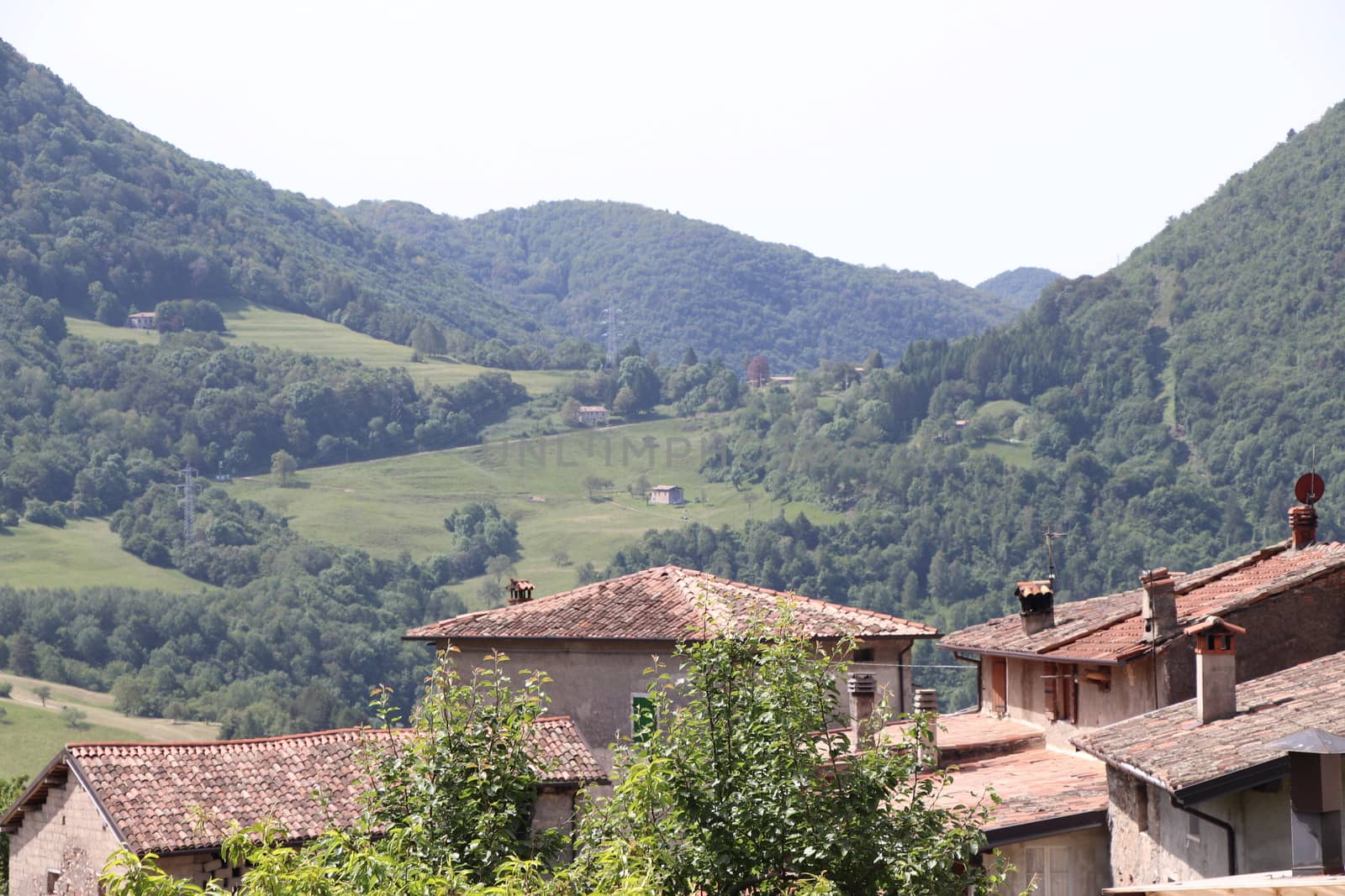 view of the small village of " Costa di Gargnano " in the mountains of Garda lake in northern Italy