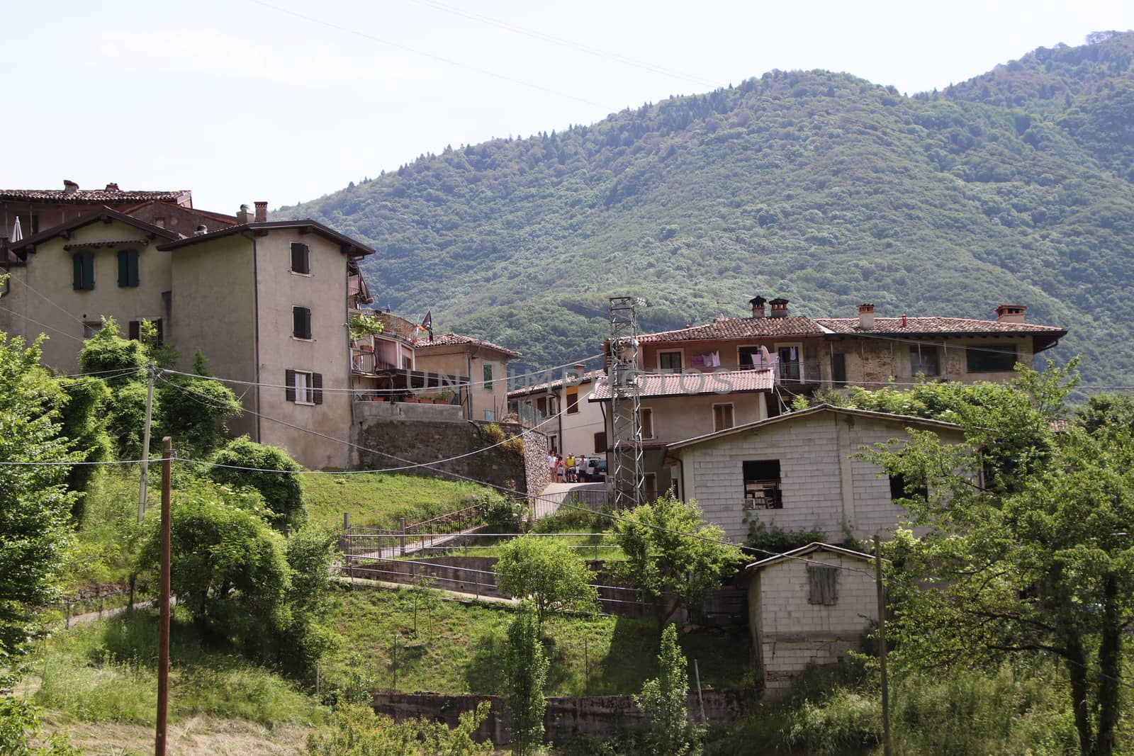 view of the small village of " Costa di Gargnano " in the mountains of Garda lake in northern Italy