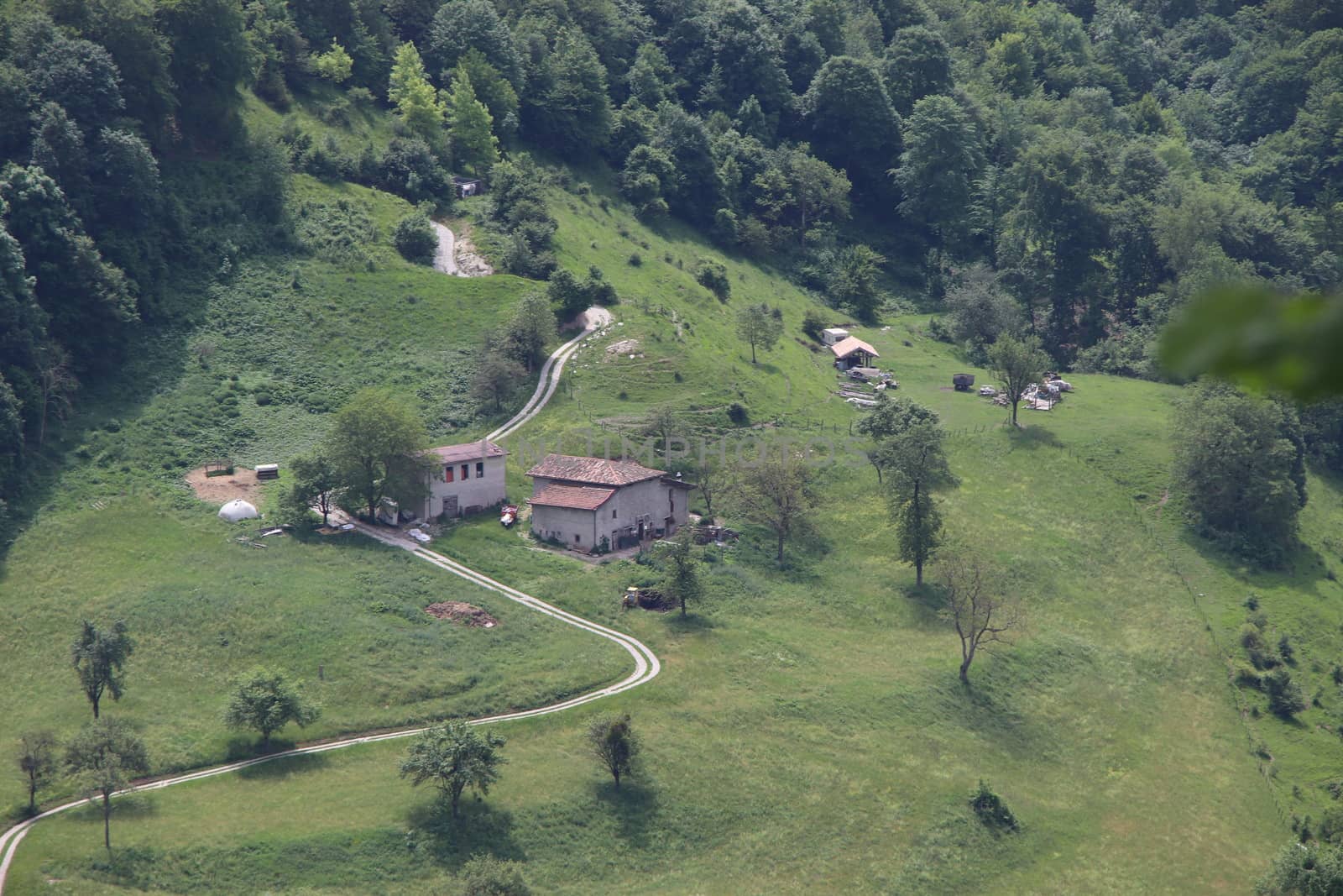 view of the small village of " Costa di Gargnano " in the mountains of Garda lake in northern Italy