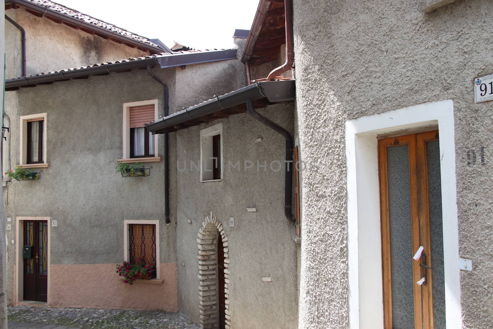 view of the small village of " Costa di Gargnano " in the mountains of Garda lake in northern Italy