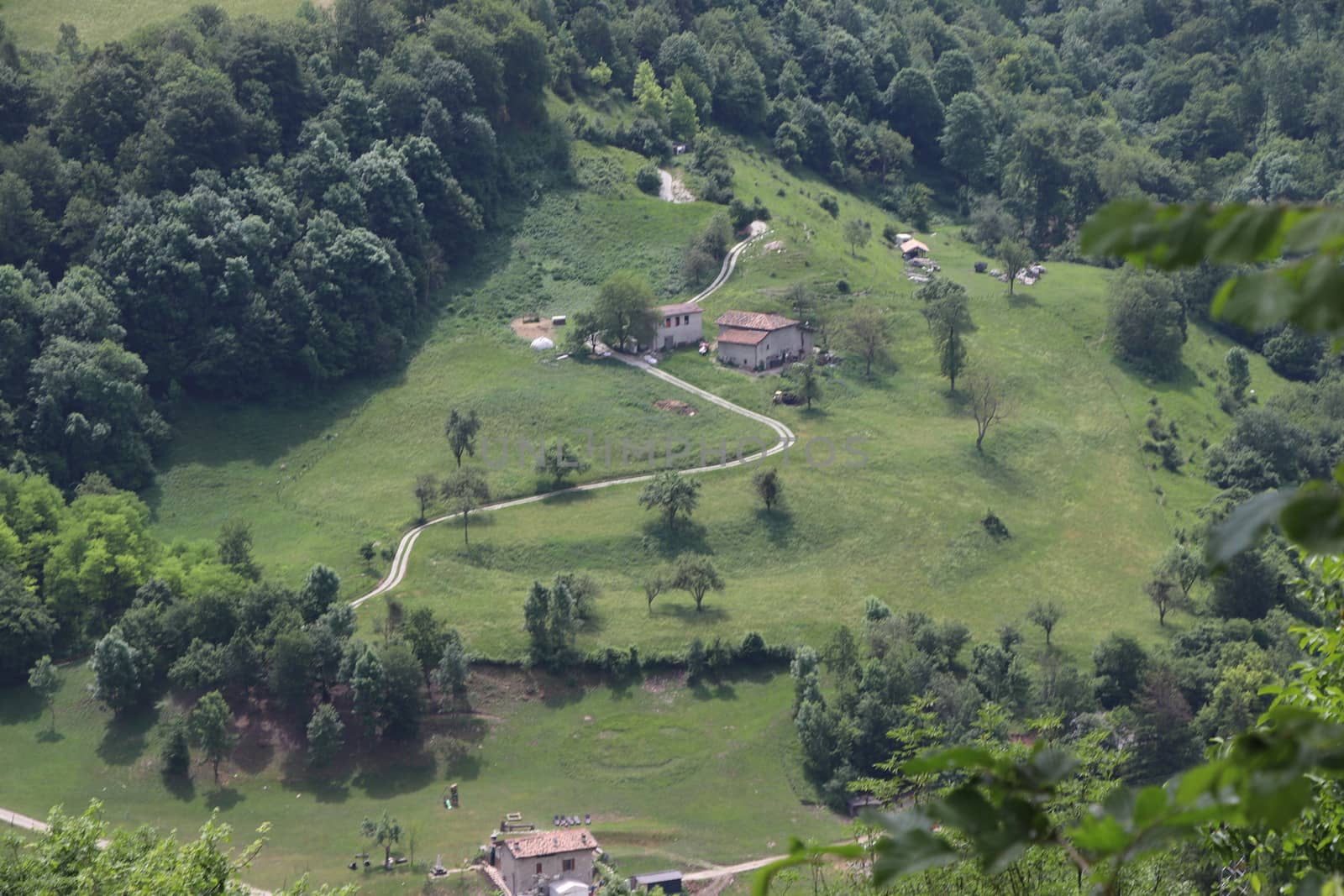 view of the small village of " Costa di Gargnano " in the mountains of Garda lake in northern Italy