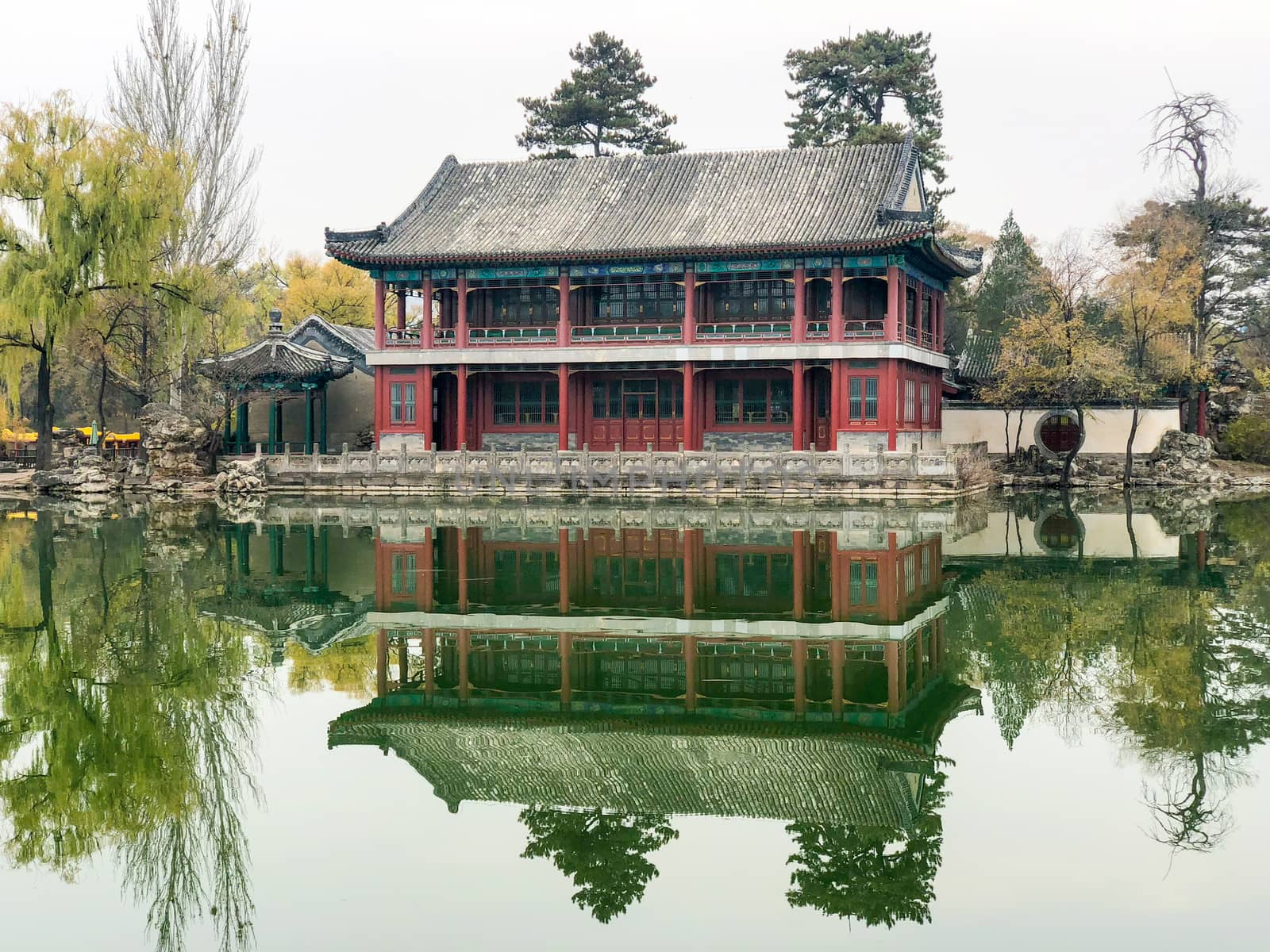 Little pavilions next the lake inside the Imperial Summer Palace of The Mountain Resort in Chengde. by Bonandbon