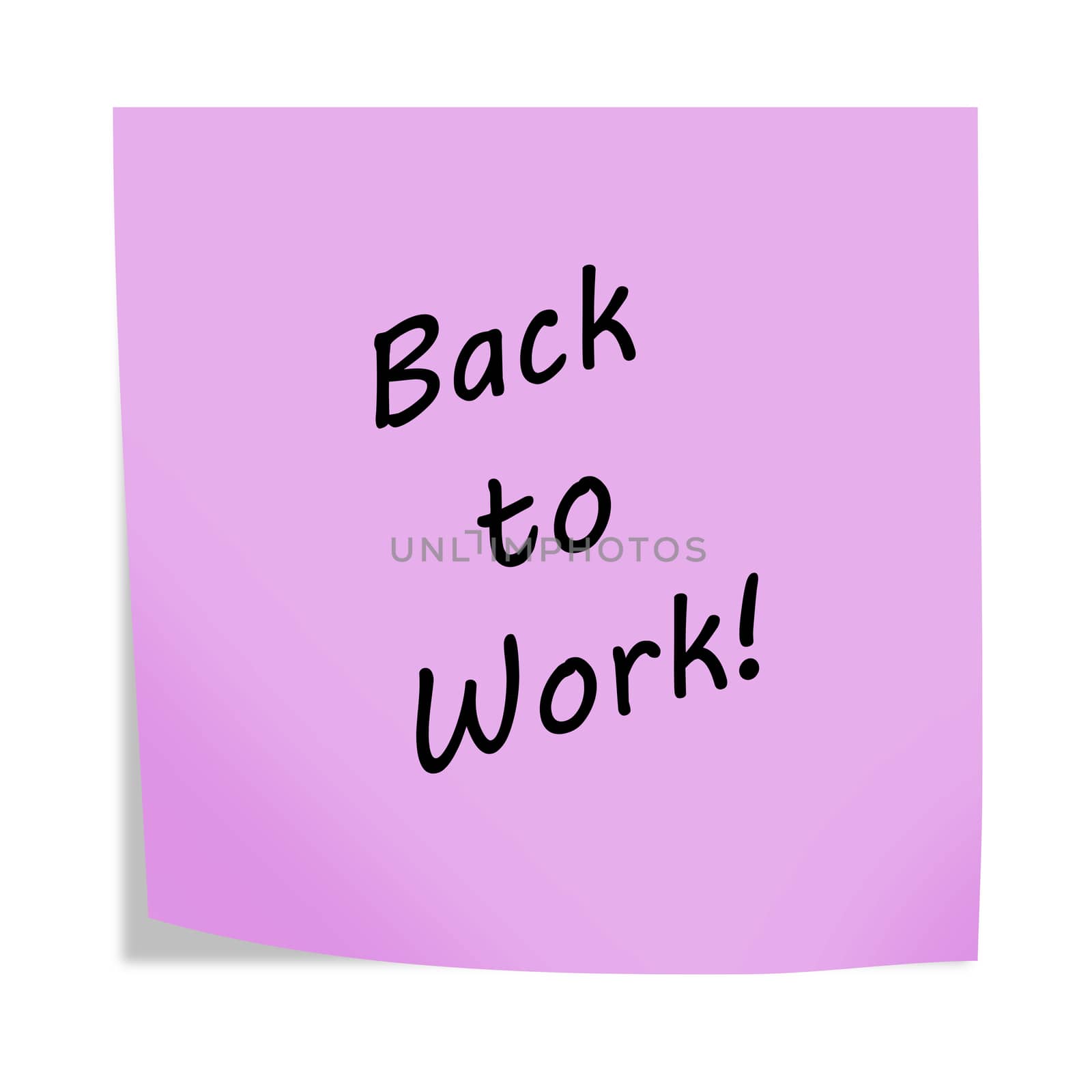 Back to work reminder post note isolated on white with clipping path by VivacityImages